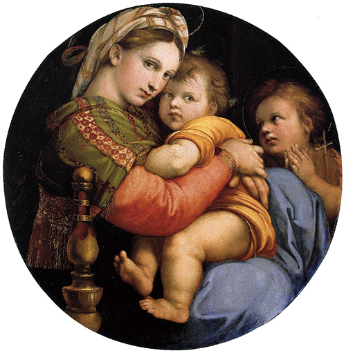 ラファエルロ「小椅子の聖母」　フィレンツェ、ピッティ宮殿パラティーナ美術館