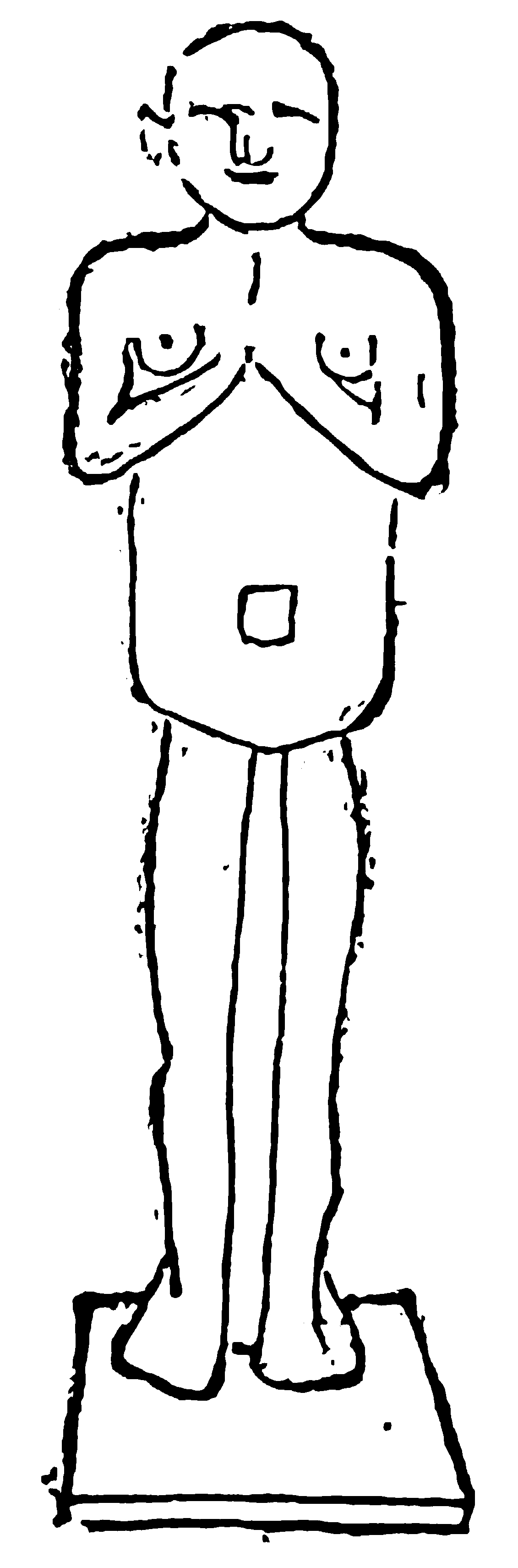 足が後ろ向きについた女の像